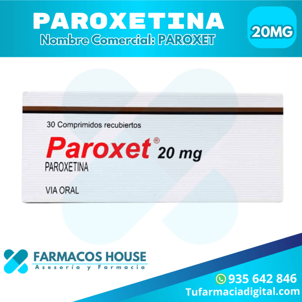 Paroxetina 20 mg x 30 Comprimidos Recubiertos - Solución para Ansiedad y Depresión en Lima, Perú